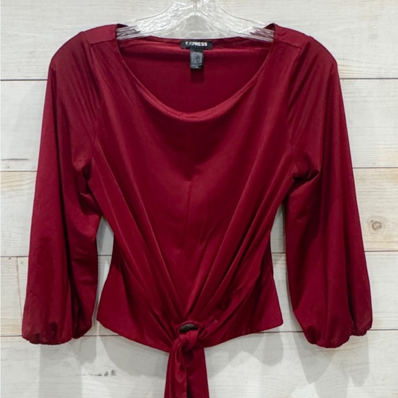 Express bubble sleeve tie waist 3/4 sleeve boho crop top ❤️ - Picture 2 of 8